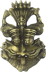 Kirtimukha Wall Hanging Mask with Ganesha ATOP - Brass Statue