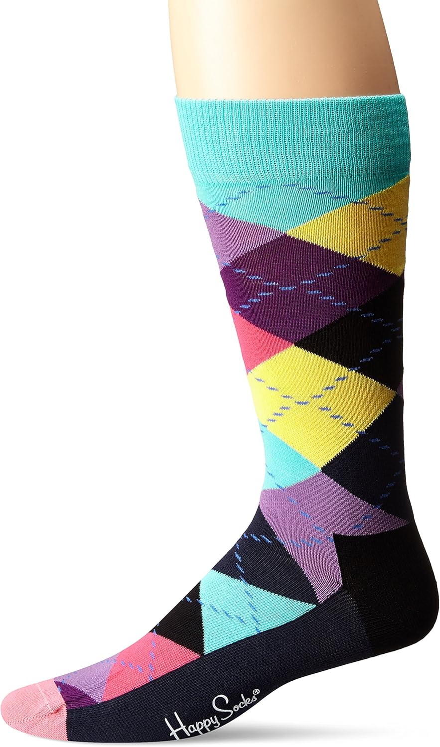 Happy Socks Unisex Argyle Combed Cotton Crew Socks at Amazon Men’s