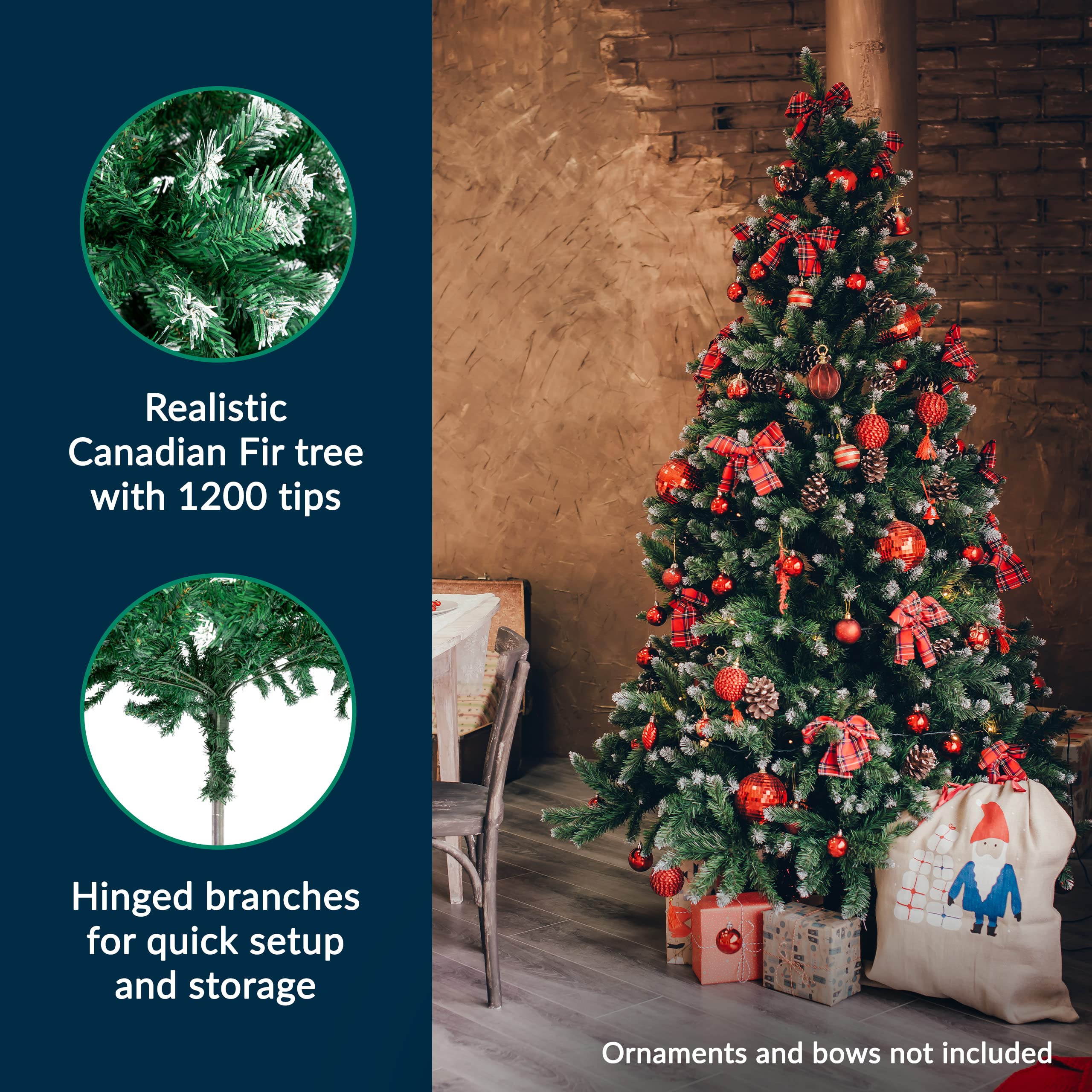 Prextex Premium 6 ft Artificial Christmas Tree - Flocked Christmas Tree - 6ft Frosted Christmas Tree - Prelit Artificial Christmas Tree - Fake Christmas Tree - Christmas Trees and Clearance