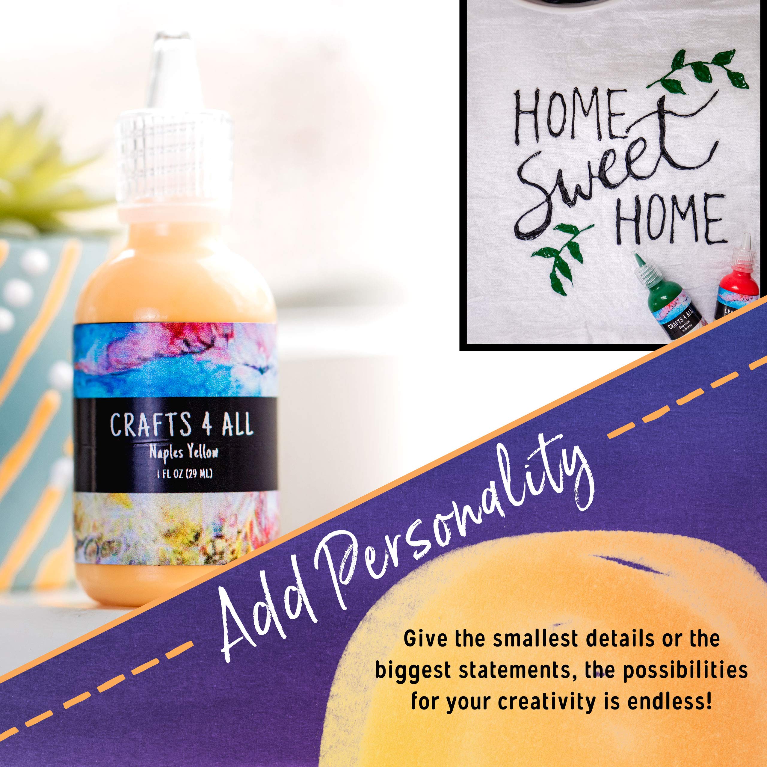 Fabric Paint 3D Permanent 24 Colors Set Premium Quality Vibrant Color