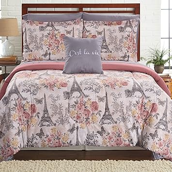 Amrapur Overseas Tuileries Garden 8-Piece Printed Reversible Complete Bed Set