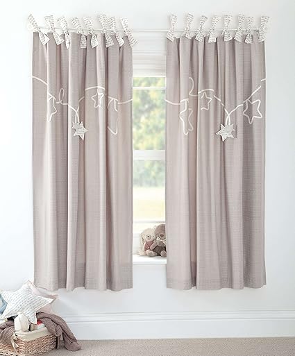 Mamas Papas Millie And Boris Lined Tie Top Curtains 132 X 160 Cm