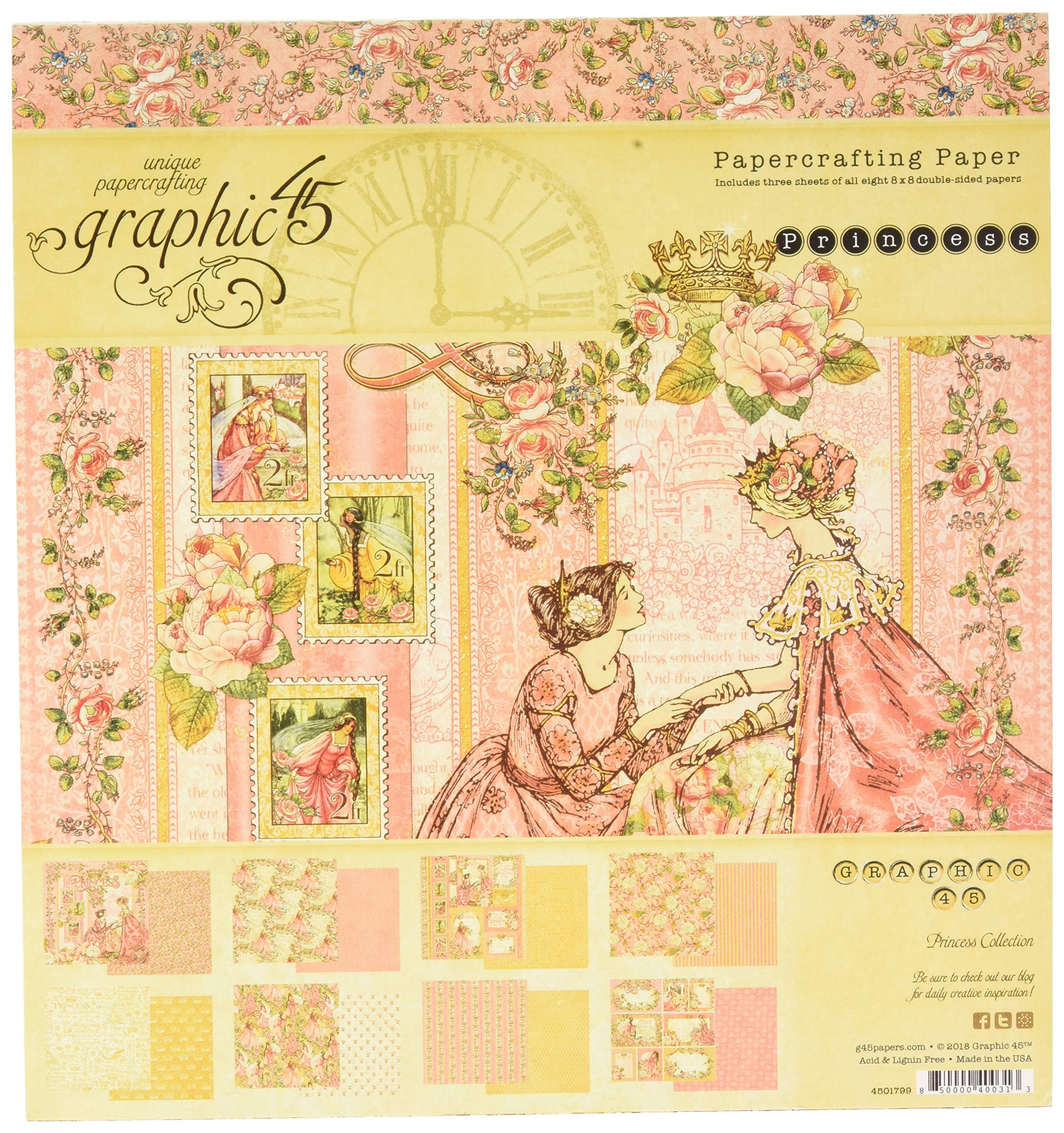 Graphic 45 - 4501799 - Princess 8"x8" Paper Pad - Multicoloured