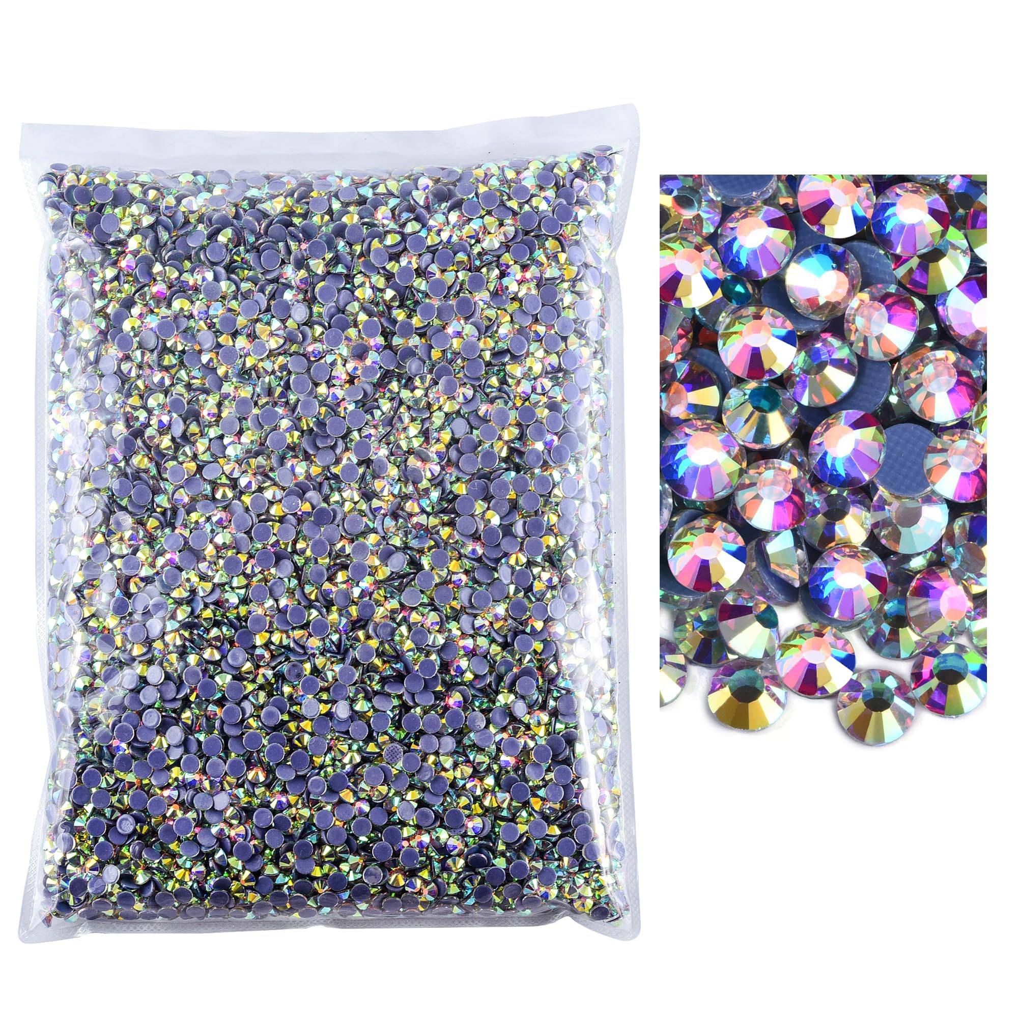 Blinginbox Hotfix Rhinestones Bulk for Crafts, 14400Pcs Glass Flatback Rhinestones Hot Fix Gems for Clothes DIY Decoration SS10 AB Crystal