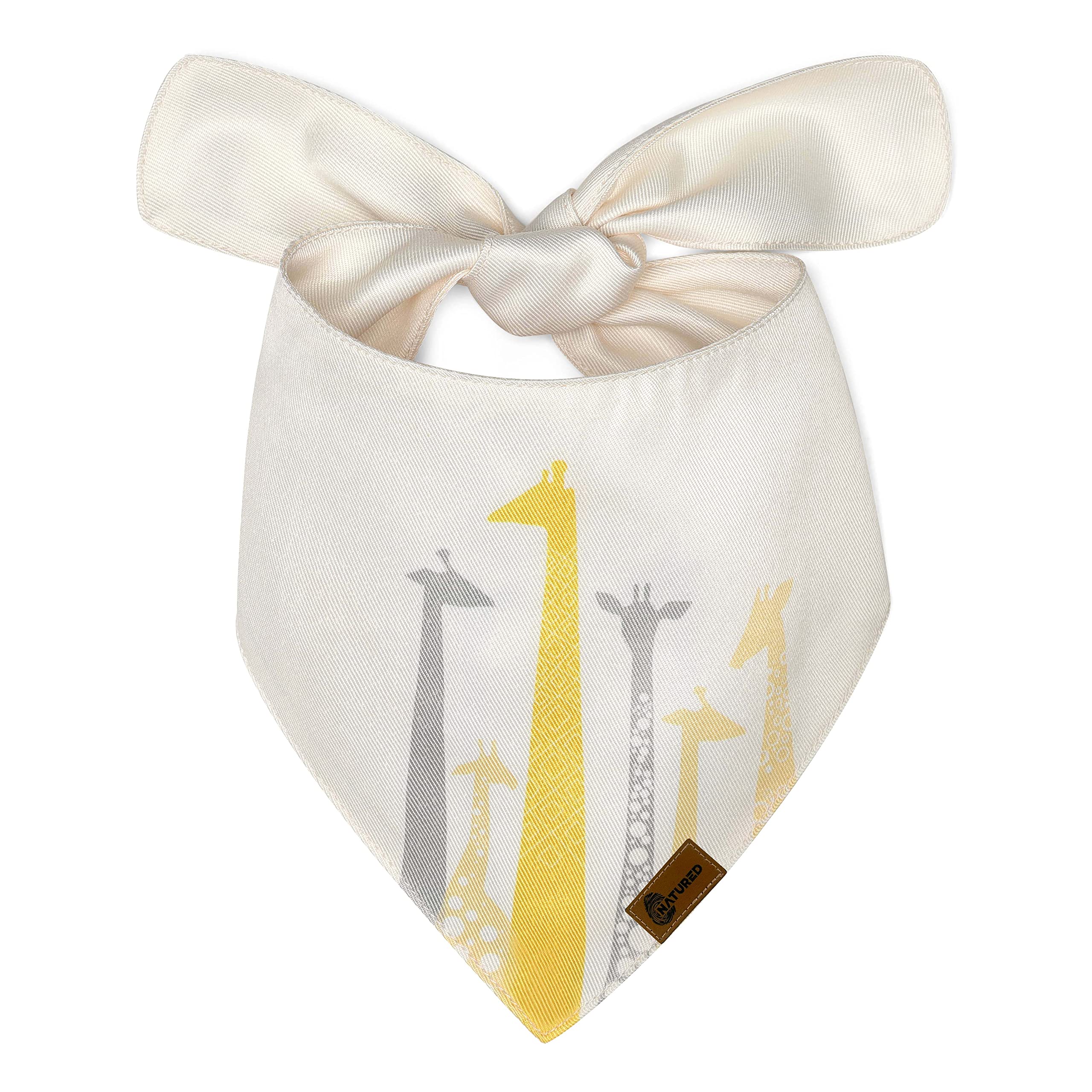 NATURED branded Unique style Dog Bandanas Washable Bibs Scarf, double side perfect print, Pet Dog Kerchief, paws polyester and cotton Triangle Dog Scarfs (Small, Giraffe Groove)