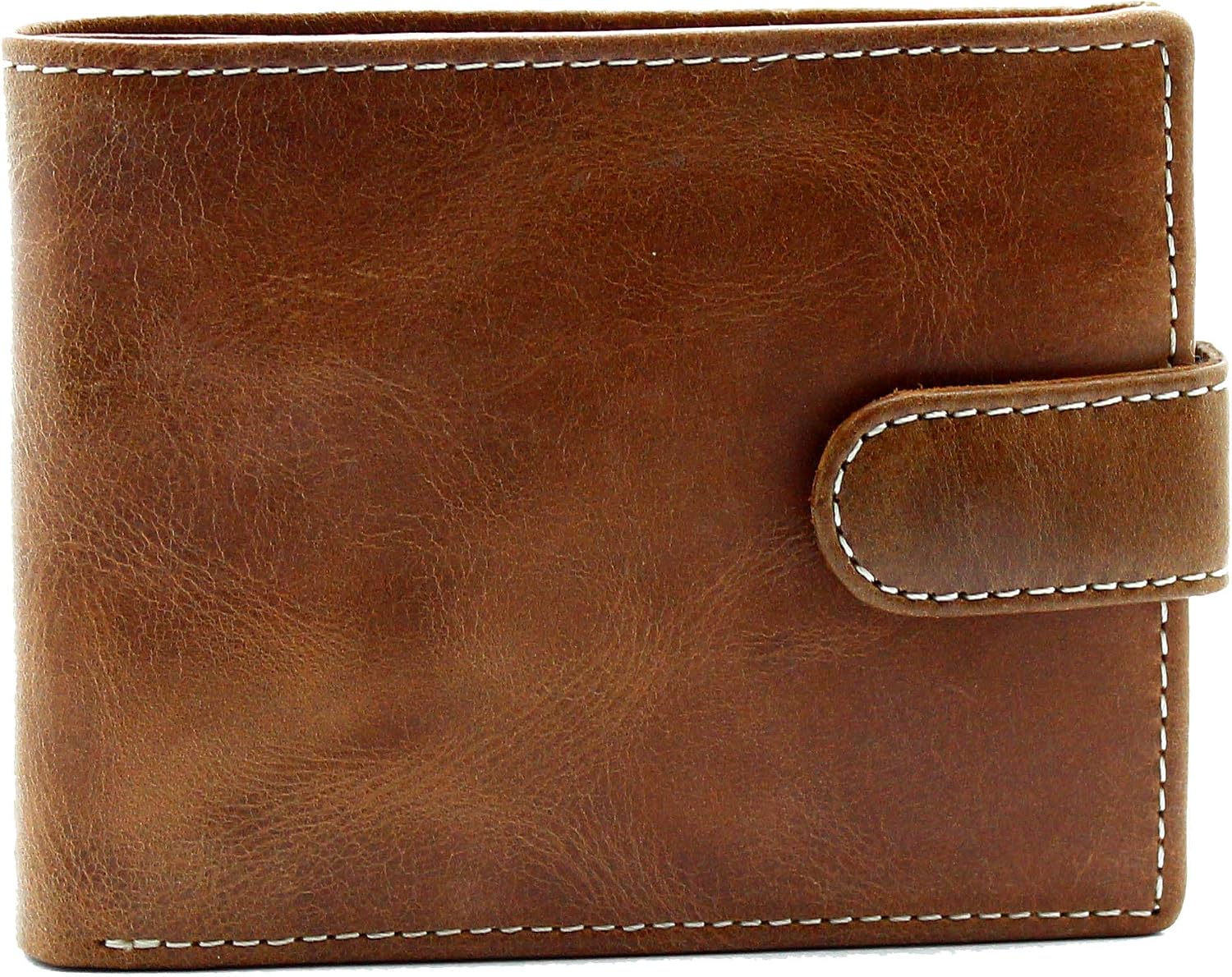 TOPSUM LONDON Mens RFID Blocking Bifold Wallet, Distressed Genuine Leather Coin & Card Holder, Vintage Handcrafted Design