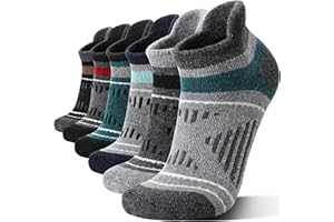 6 Pairs Merino Wool Ankle Running Hiking Socks Warm Winter Thermal Thick Compression Cushioning No Show Socks for Men Women