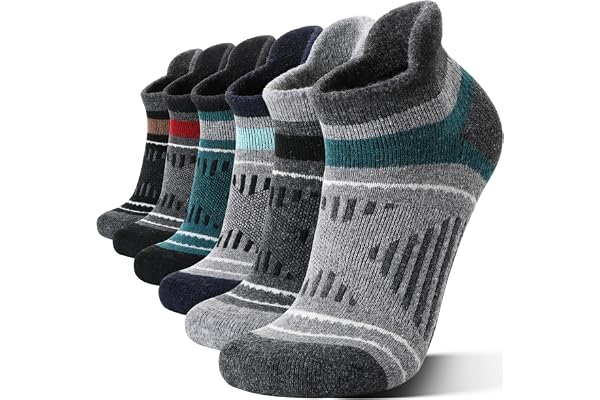 6 Pairs Merino Wool Ankle Running Hiking Socks Warm Winter Thermal Thick Compression Cushioning No Show Socks for Men Women