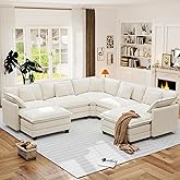Hanherry Modular Sectional Sofa,Cloud Couch for Living Room,Modern Deep Seat Sofa Chenille Fabric Comfy Couches with Throw Pillows &amp; Movable Ottoman for Apartment