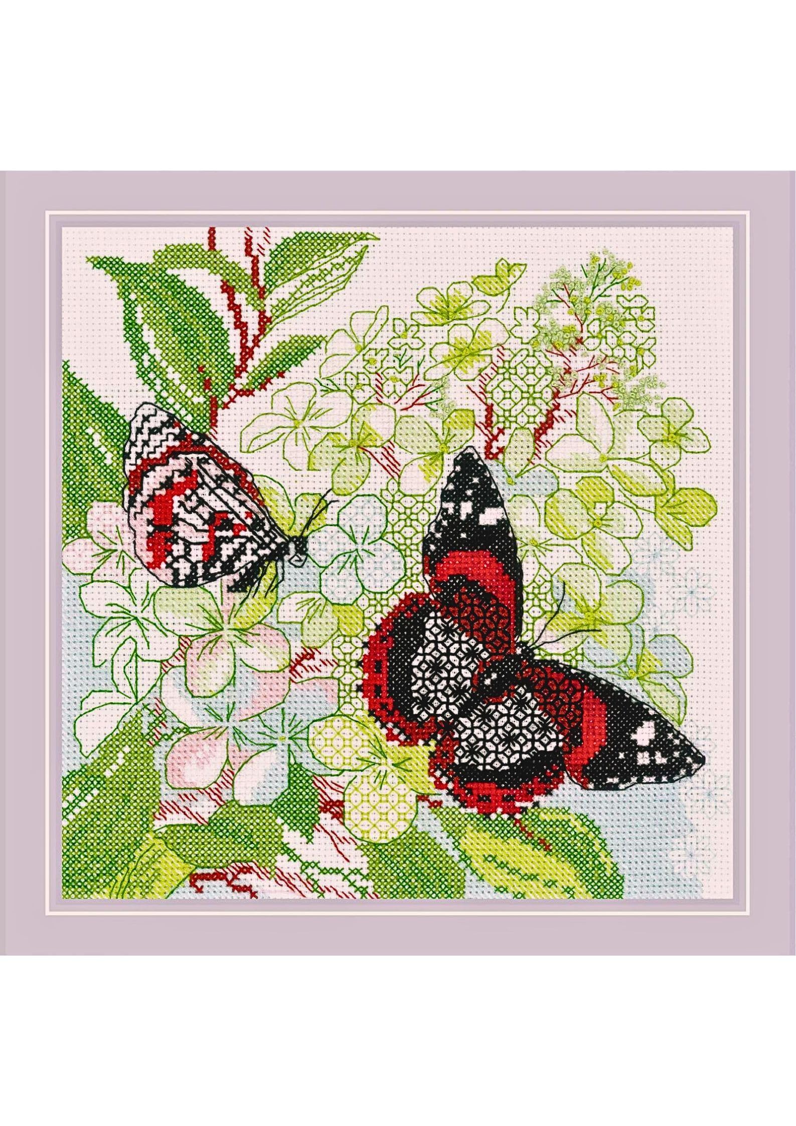 Riolis 1945 Blackwork Counted Cross Stitch Set, Cotton, The Joy of Summer, 20 x 20 cm