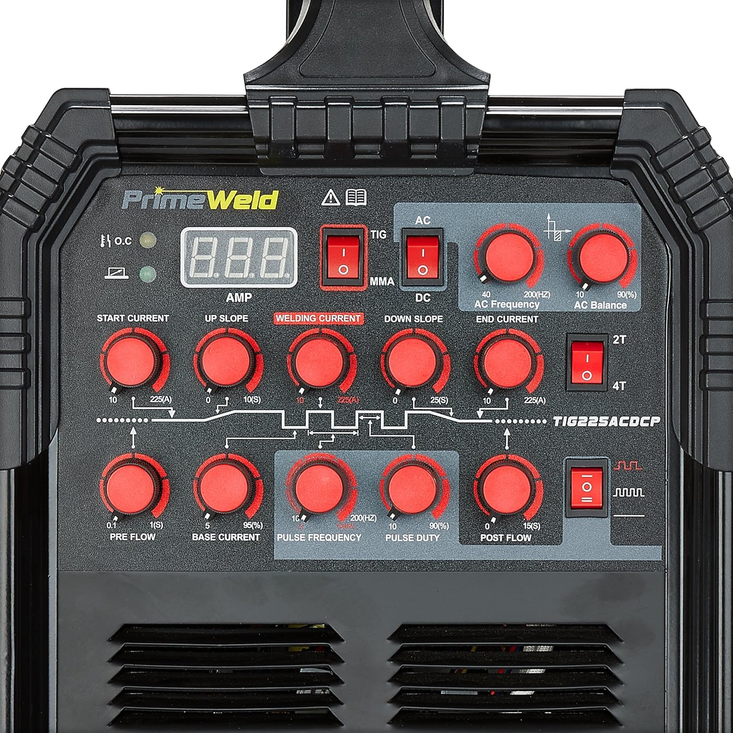 PRIMEWELD TIG225X 225 Amp IGBT AC DC Tig/Stick Welder with Pulse CK17 Flex Torch and Cable 3 Year Warranty - - 