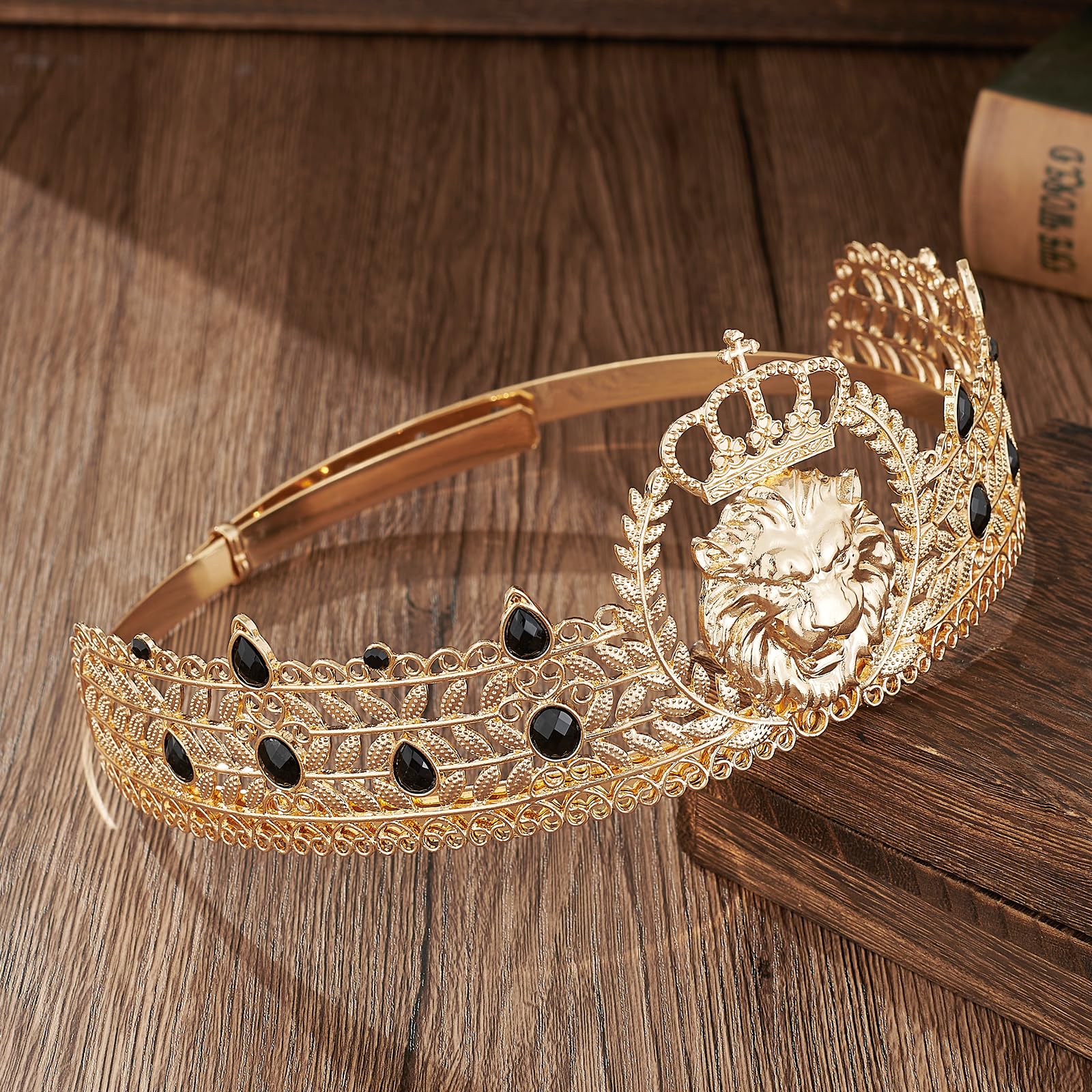 JITINX King Crown and Birthday Sash, King Crown for Men,Gold Men's Tiara Prince Diadem,Royal Medieval Cosplay Birthday Prom Halloween Hair Accessories