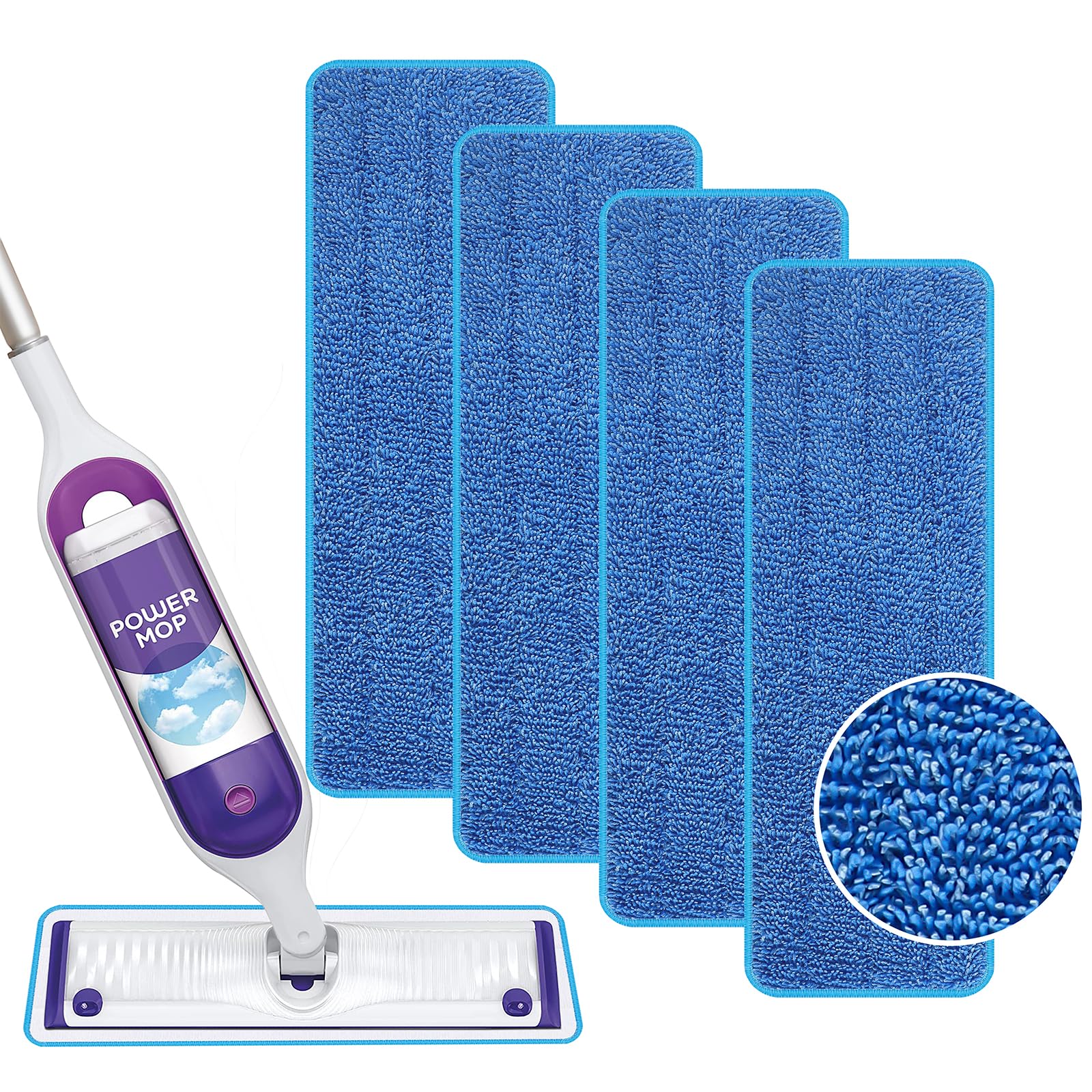 Photo 1 of Yicotira Reusable Power Mop Refill Pads for Swiffer Power Mop Starter Kit - Swifter Powermop Pads Refills - Multi-Surface & Wood Mopping Pad Refill for Floor Cleaning - Washable Microfiber Pad, 4 Pack