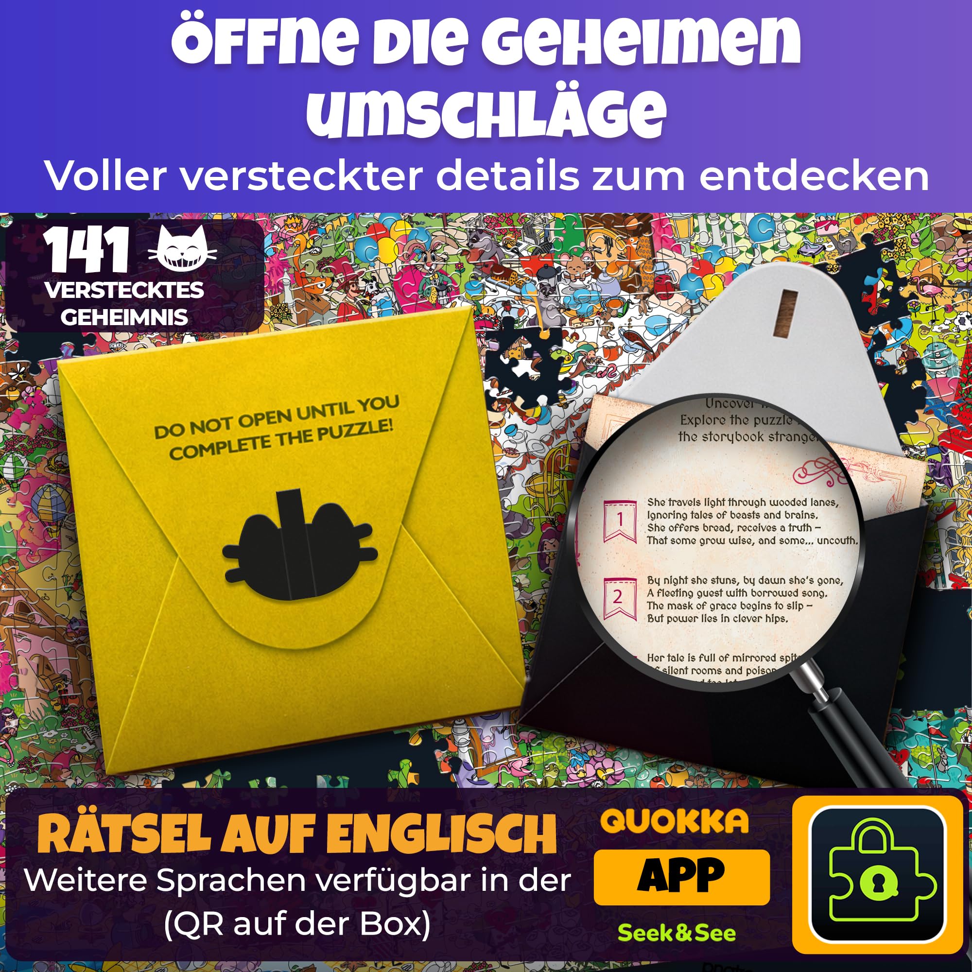 QUOKKA 1000 Teile Puzzle Für Erwachsene Alice Im Wunderland – Fantasy Puzzle Mit Geheimen Aufgaben Und Einer Märchenhaften Hörgeschichte Zur Tiefen Entspannung Für Anspruchsvolle Liebhaber 4