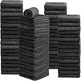 Newwiee 72 Pack Microfiber Bleach Proof Towels Bulk for Salon 18 x 30 Inch Dry Lint Free Hair Drying Hand Towels for Hair, Gym, Bath, Spa, Shaving, Barber(Black)