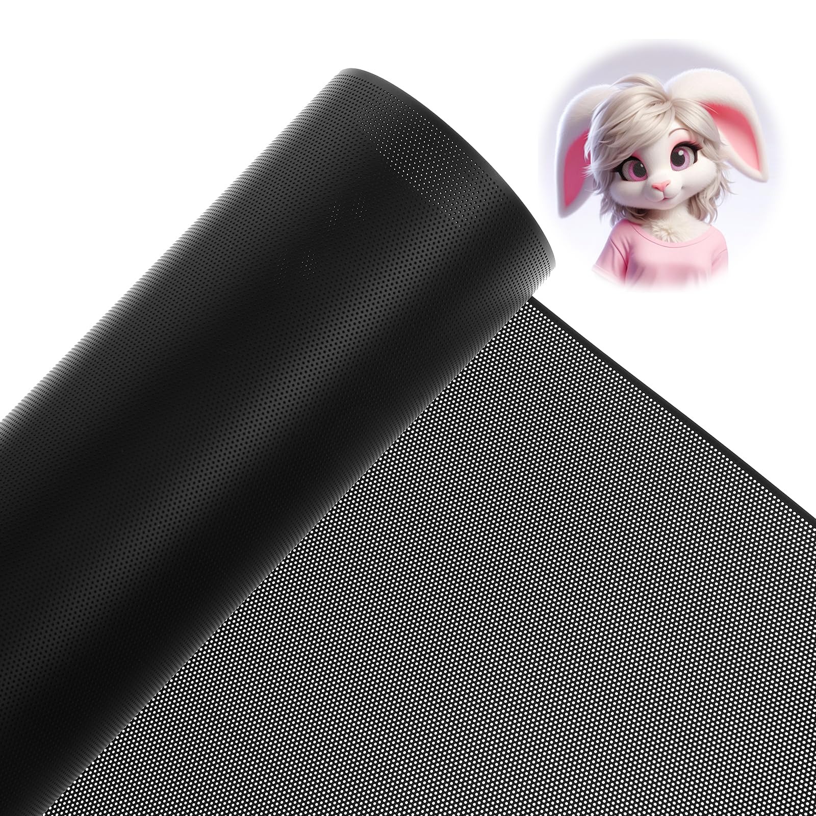 Mask Plastic Mesh Fabric 0.2mm Thick Black Printable PVC Mesh Canvas Sheet for Mask Eyes, Furries Cosplay Props, Sculpting, and Craft Making, 30cm x 1m with 0.5mm Holes