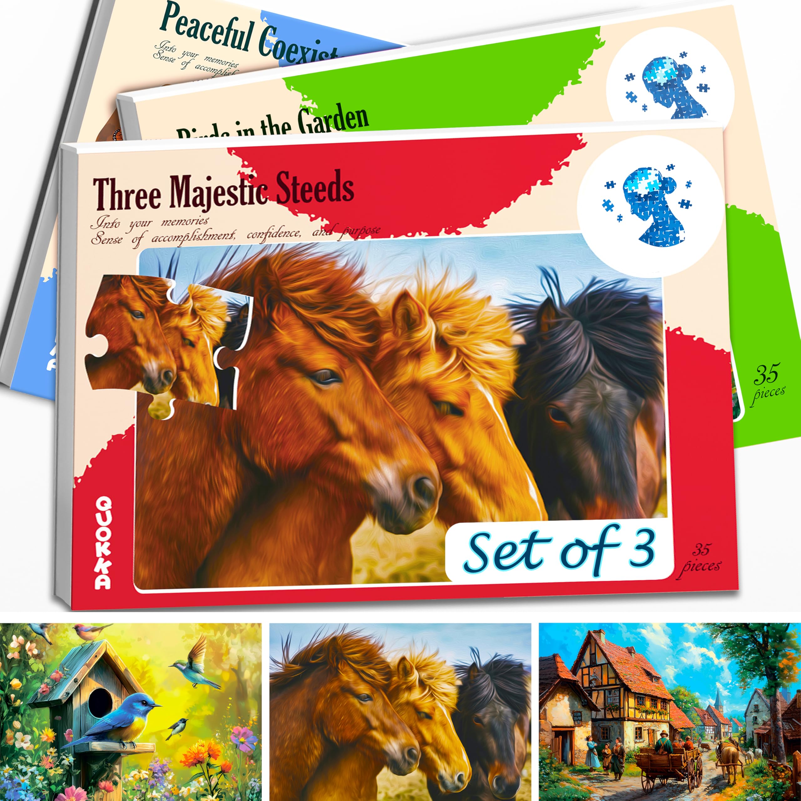 QUOKKA 13 Piece Magnetic Puzzles for Adults - 3 Set Dementia Puzzles for Elderly - Large Piece Activities Products for Seniors - Alzheimers Jigsaw Puzzle Games for Adults with Birds and Cats — image 1