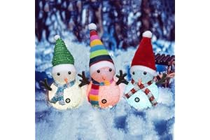 YAKii Christmas Decorations 7.3'' LED Snowmen Lamp Color Changing with Colorful Hat & Scarf Christmas Snowman Desk Centerpiece Decoration for Battery Operated Indoor Home Holiday Decor,Brown,Set of 3