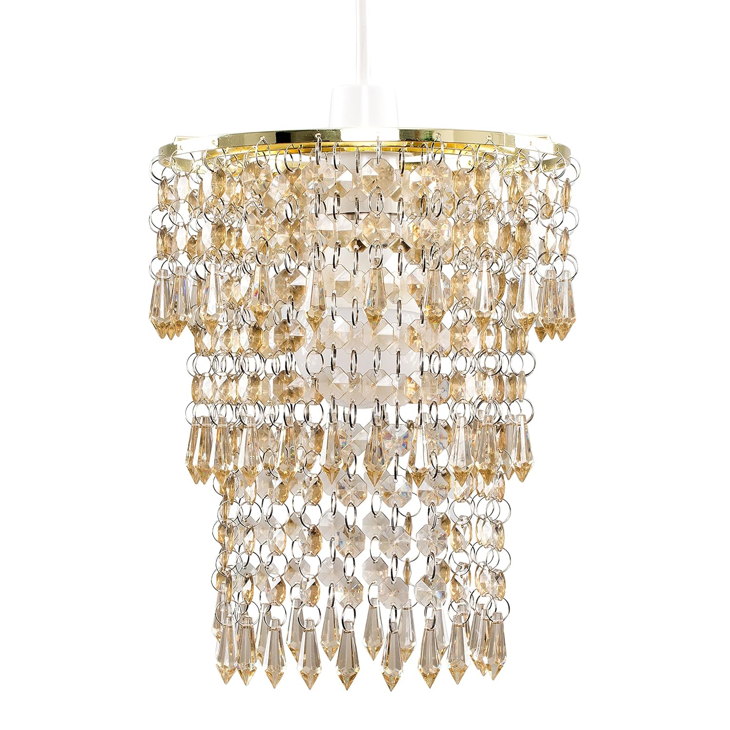 Champagne Gold Jewel Droplet Ceiling Pendant Chandelier Light