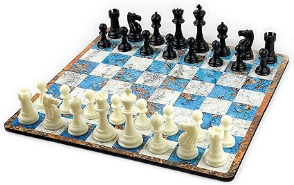 Galliard Games Chess Staunton Premium Plastic Chessmen, 3.75 inch King (15 inch Board) (Carolina Blue)
