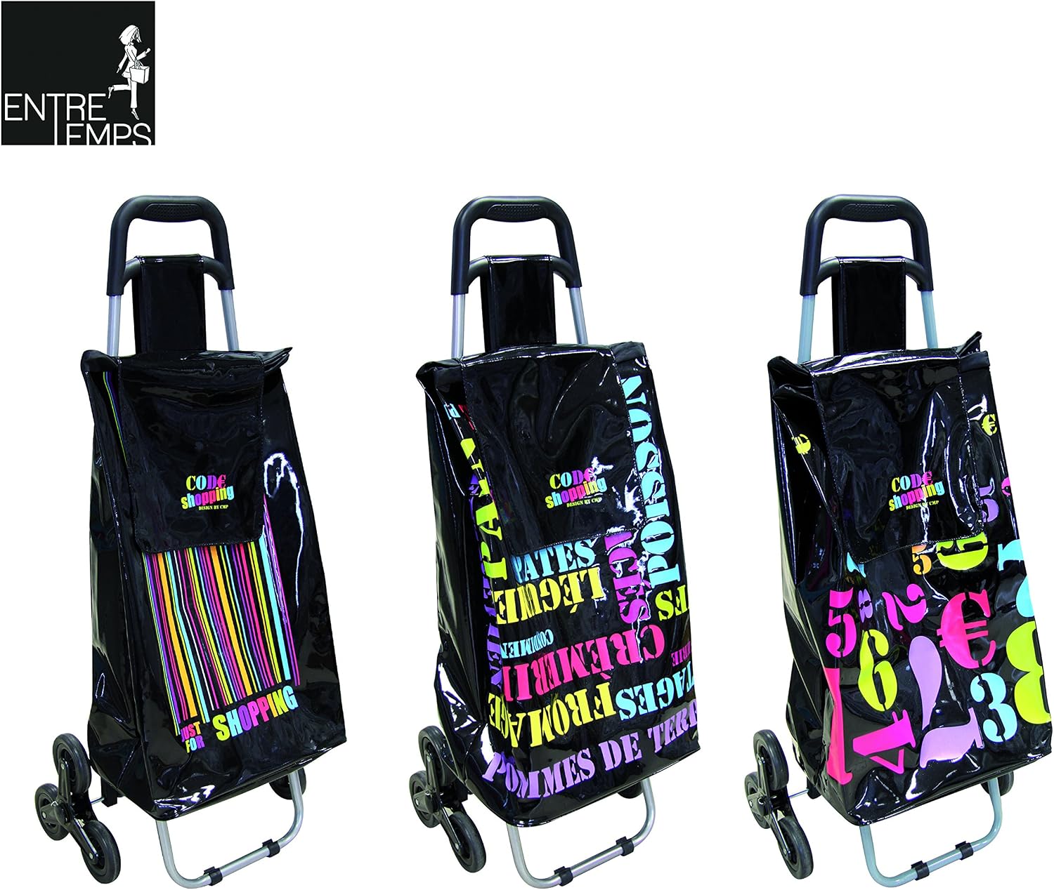 Totally Addict SH1483 Shopping Trolley with 6 Plastic Wheels 40 x 36.5 x 96.5 cm 50 L - Black - Image 3