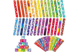 RICEDUO 60 Pcs Slap Bracelets for Kids, 30 Styles Colorful Bulk Slap Wristbands - Animals Heart Galaxy Cute Slap Bracelets for Easter Party Favors Classroom Prizes Exchanging Gifts