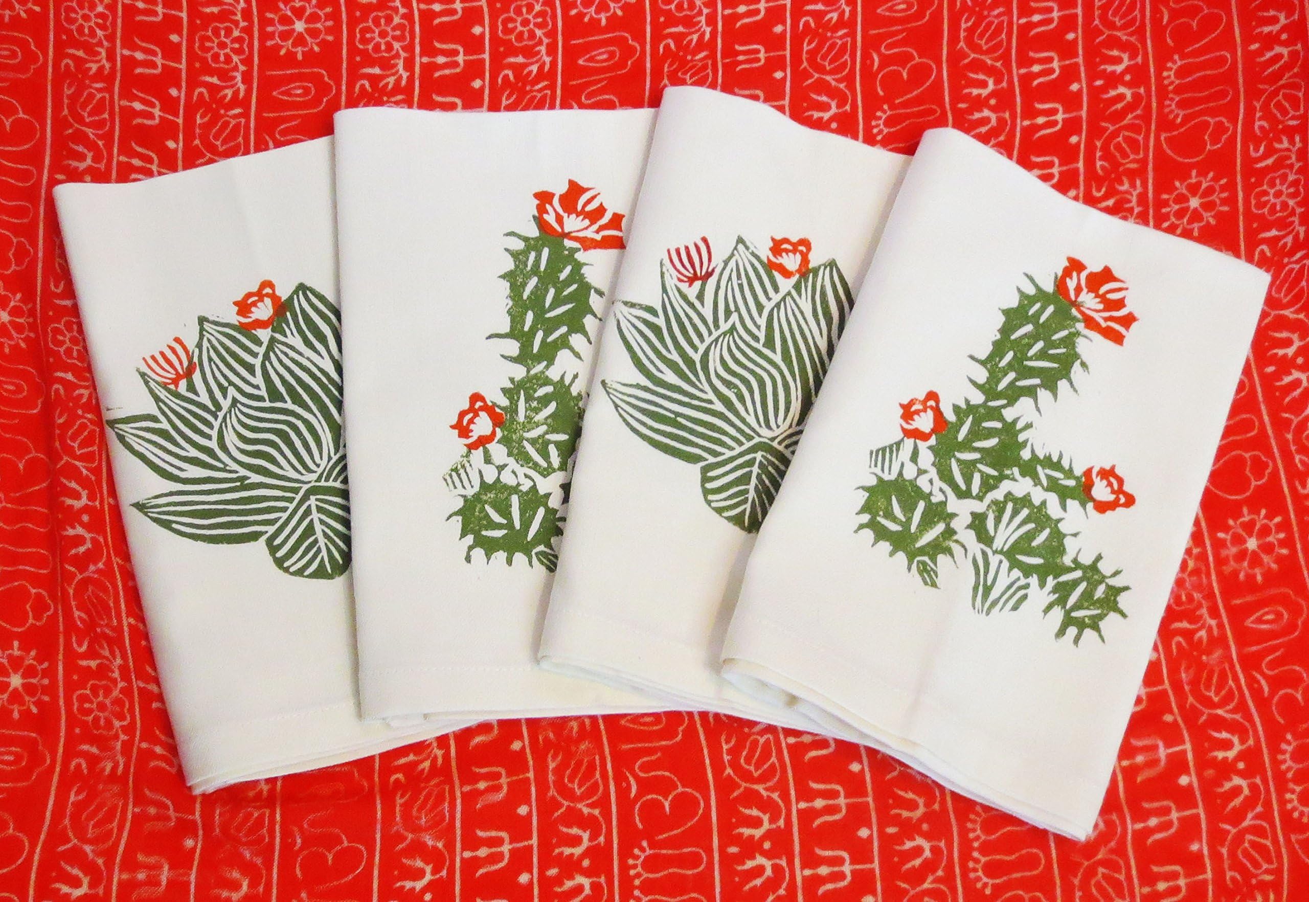 Set of Four Cactus Print Napkins