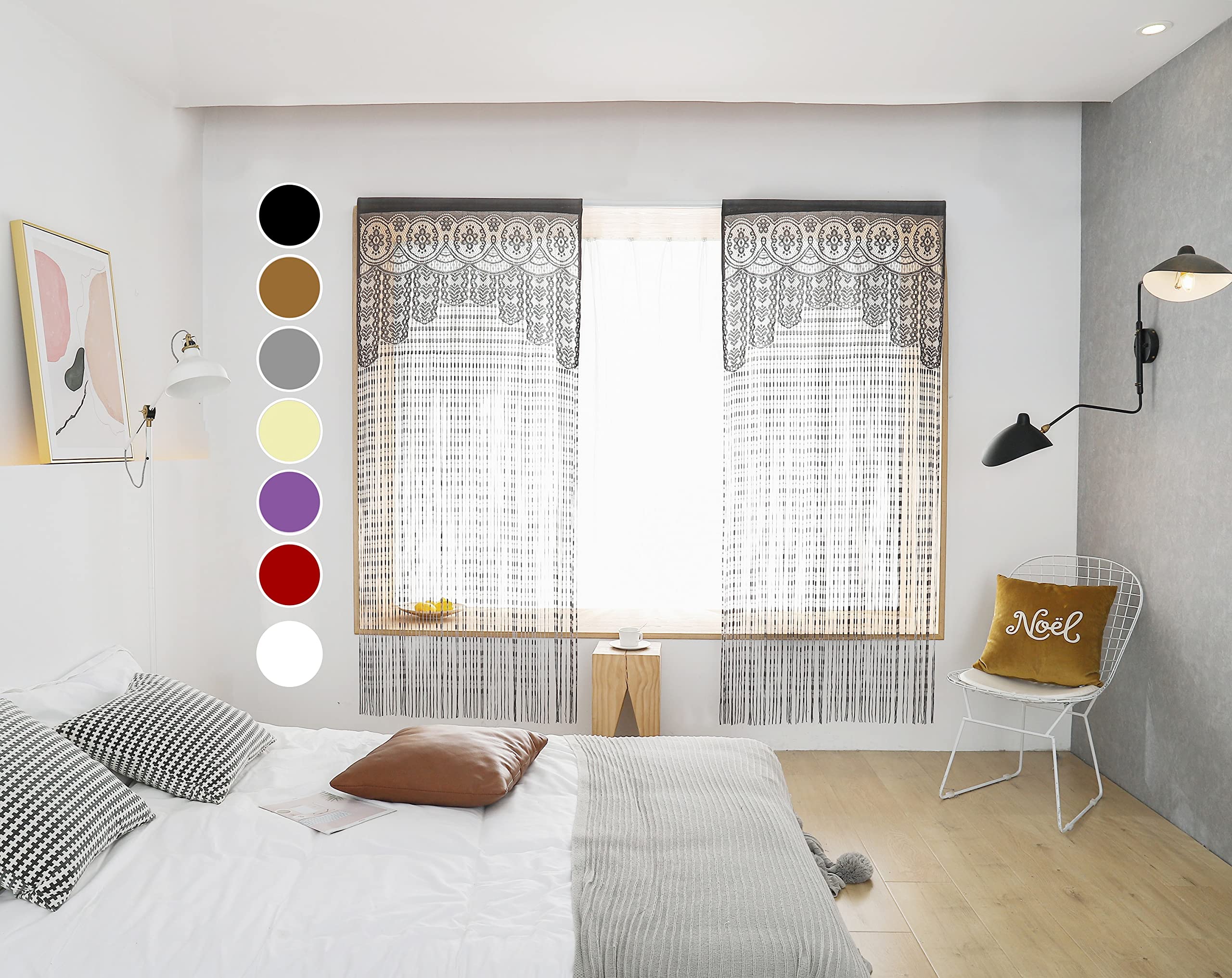 HSYLYM Lace Curtains Lightweight Soft Fine Texture Delicate Voile Lace Window Curtains for Living Room,Grey,90x200cm(35x78inch)