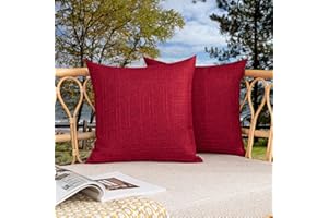 K KEVIN TEXTILE Kevin Textile Christmas Decorative Outdoor Waterproof Throw Pillow Covers Pack of 2 Checkered Pillowcases Classic Cushion Cases for Patio Couch Bench 16 x 16 Inch Red