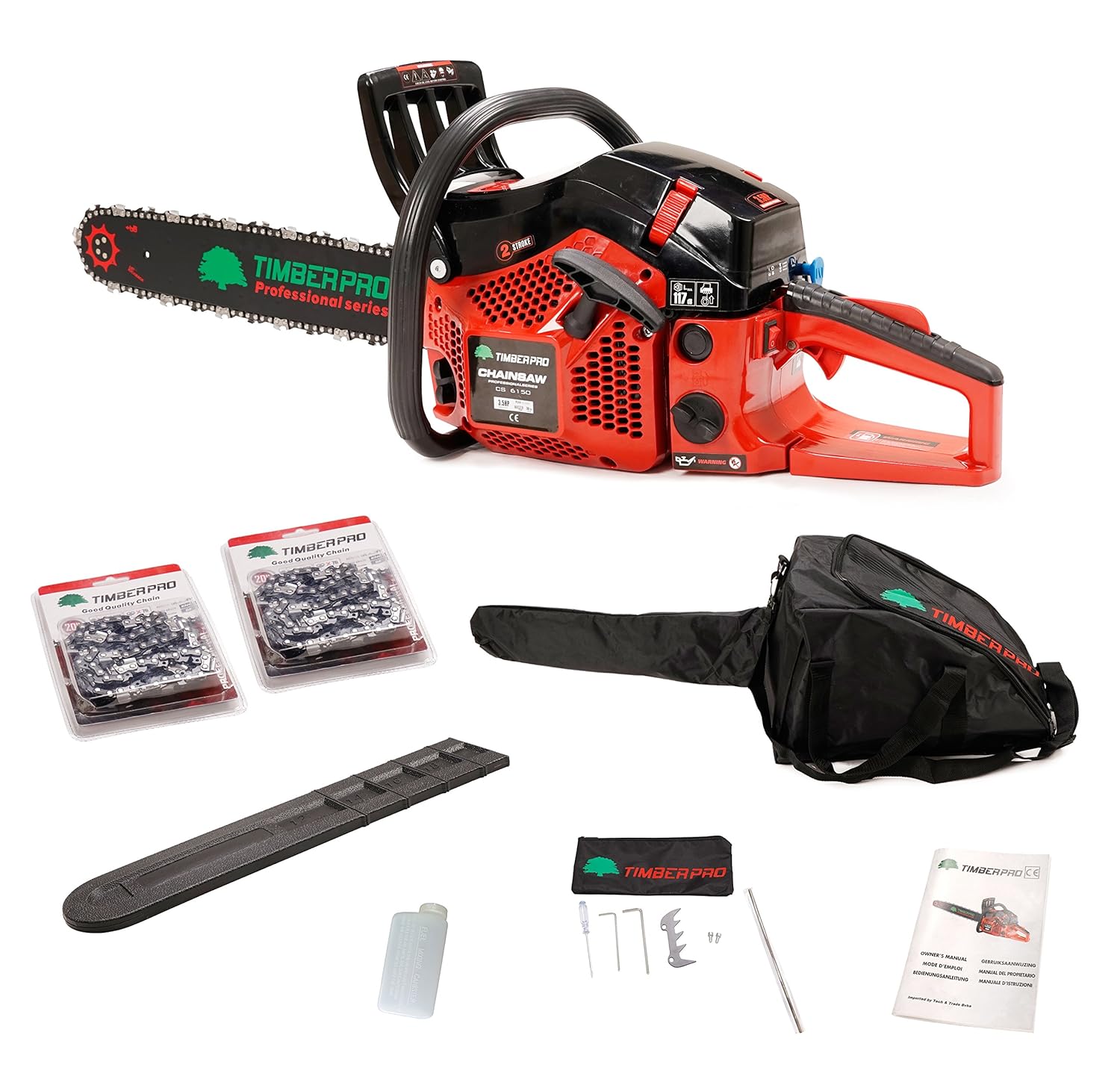 TIMBERPRO Professional Series 62cc Petrol Chainsaw with 20" Bar and 2