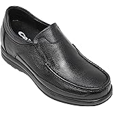 CALTO Men's Invisible Height Increasing Elevator Shoes - Black Premium Leather Slip-on Lightweight Casual Loafers - 3 Inches Taller - G1825 - Size 10 D(M) US