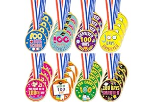 BeYumi 72Pcs 100 Days of School Award Medals Assortment for Kids Bulk 100th Day of School Award Medal with Neck Ribbon for Student Celebrate Gift 100 Days Themed Party Favors Supplies Classroom Reward