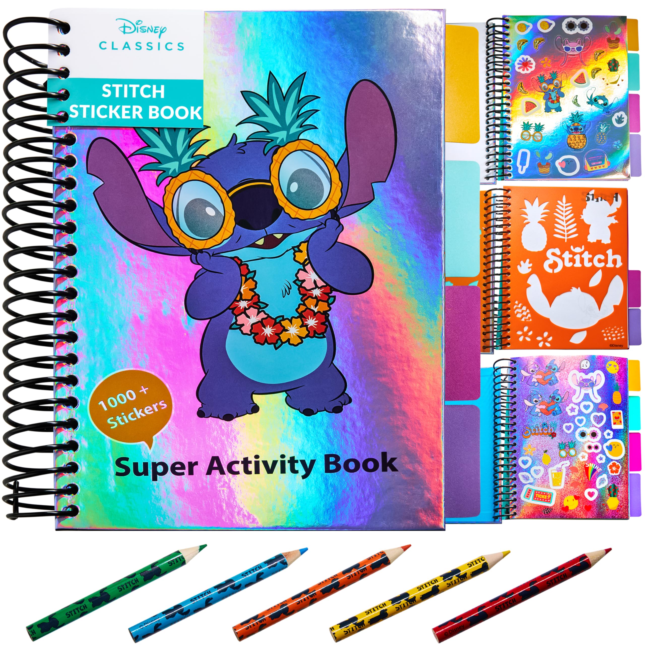 Disney Stitch Sticker Book for Kids Over 1000 Stickers for Scrapbooking Art Supplies Colouring Pencils Activity Book Stitch Gifts for Kids