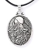 HAQUIL Wolf Necklace, Animal Totem Medallion Pendant, Wolf Jewelry Gift for Men and Women