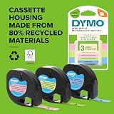 Dymo LetraTag Pastel Labels Starter Pack 12mm x 4m 3 Rolls Plastic Tape view 6