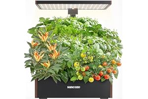 SUNCOZE Hydroponics Growing System Kit, 20 Pods Indoor Herb Garden with 10L Water Tank & Adjustable Height 25", 30W LED Grow Light, LCD Display with Veg/Flower Modes, Pump & Low Water Reminder, Black