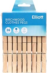Elliott Hardwood Cloths Pegs with Metal Coil Spring 36 Pack Birchwood view 1
