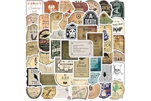 TWGOGOTIC Potion Label Stickers 50Pcs Magic Potion Stickers Water Bottle Waterproof Aesthetic Vinyl Laptop Luggage Skateboard Computer Stickers for Kids Teens Adult