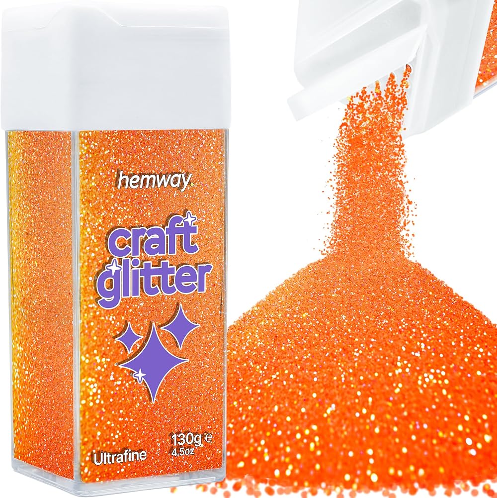Hemway Fluorescent Peach Glitter Shaker Ultrafine 130g Craft Resin Epoxy