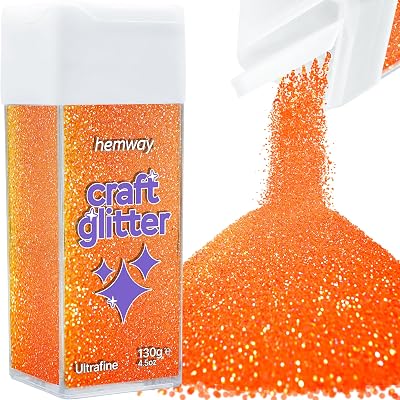 Hemway Fluorescent Peach Glitter Shaker Ultrafine 130g Craft Resin Epoxy