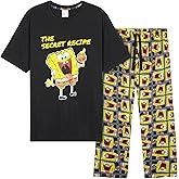 SpongeBob SquarePants 2 Piece Pajama Set for Men Teens Comfy T Shirt PJ Pants Loungewear Summer Sleepwear Gifts for Men