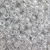 Silver Sparkle Glitter Crow Beads Pony Beads Made in USA 6x9mm Large Hole