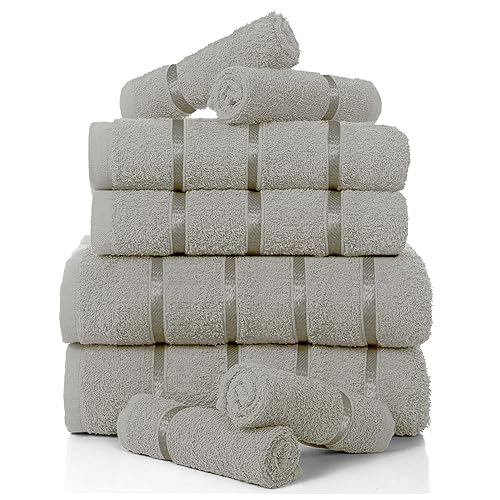 Gaveno Cavailia Luxurious 8 Pack Boston Towel Bale Set ( 4 Face, 2 Hand and 2 Bath), Cotton, Silver