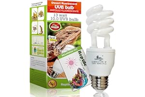 MCLANZOO UVA UVB Light Reptile Bulb 10.0 13W Desert UVB Bulb Reptile UVB Light Bulb for Bearded Dragon,Turtle, Snake, Gecko,Lizard Compact Fluorescent Terrarium Lamp with UV Tester Card