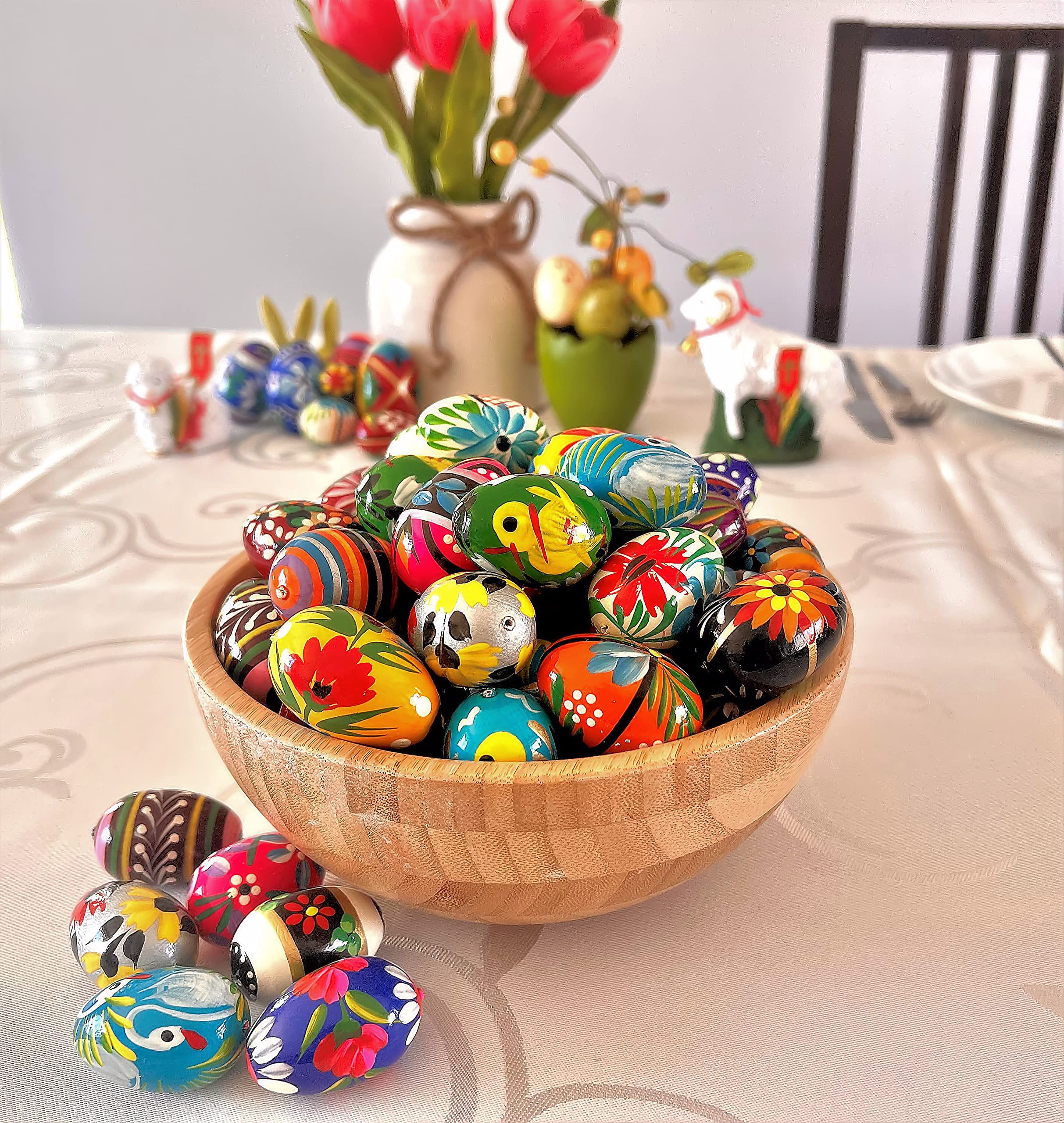 Pysanky (Pisanki) Polish Handpainted Wooden Easter Eggs - Bakers Dozen 13 Mini Eggs