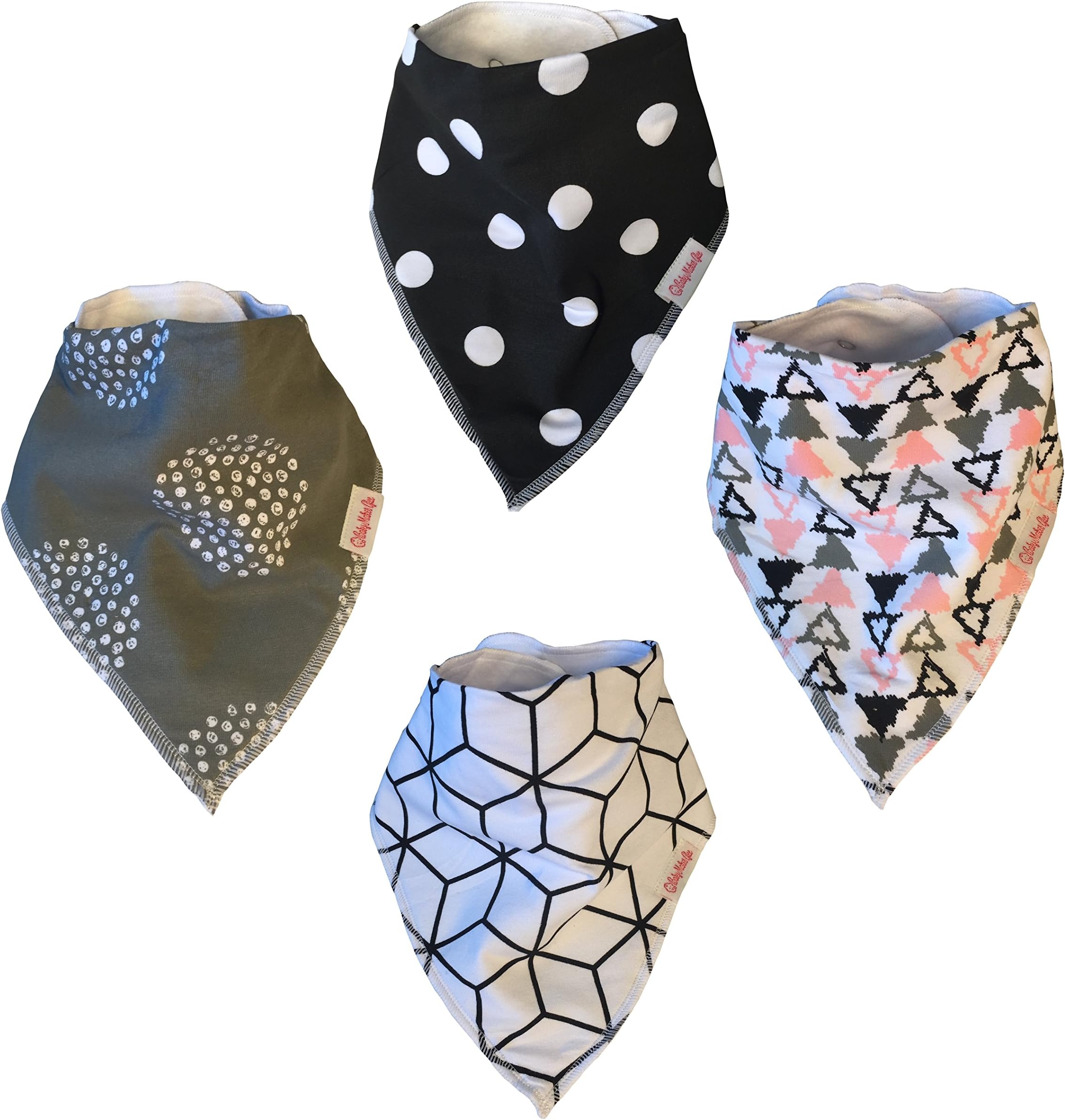 Baby Bandana Drool Bibs for Drooling and Teething Cute 4 Pack Gift Set For Girls "Grey Pink" by Baby Makes Glee