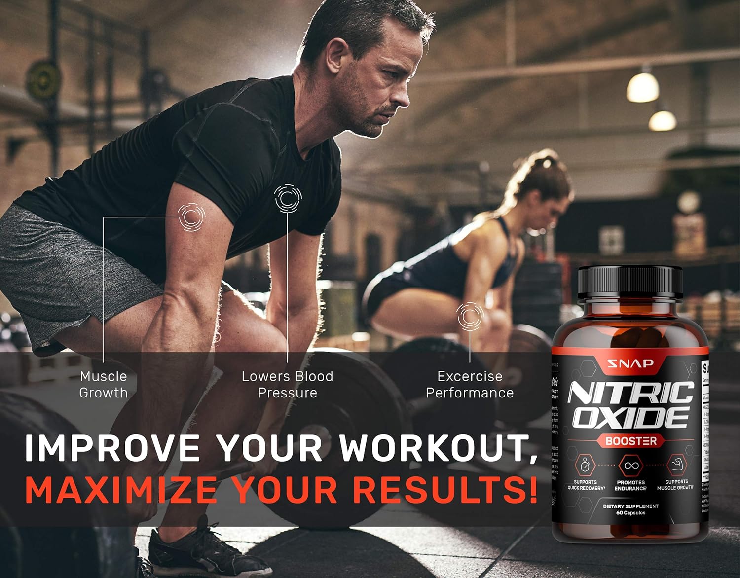 Nitric Oxide Supplements by Snap Supplements - L Arginine, L Citrulline 1500mg Formula, Tribulus Extract & Panax Ginseng, Muscle Builder for Strength & Endurance, Pre-Workout Supplement, 60 Capsules: Health & Personal Care