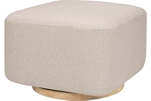 Babyletto Kiwi Gliding Ottoman in Performance Beach Eco-Weave with Light Wood Base, Water Repellent & Stain Resistant, Greenguard Gold and CertiPUR-US Certified