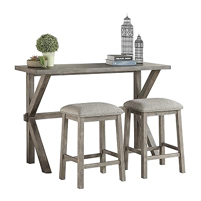 Lexicon 3-Piece Counter Height Dinette Set, Gray