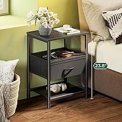 Huuger Nightstand Set of 2, Night Stand with Fabric